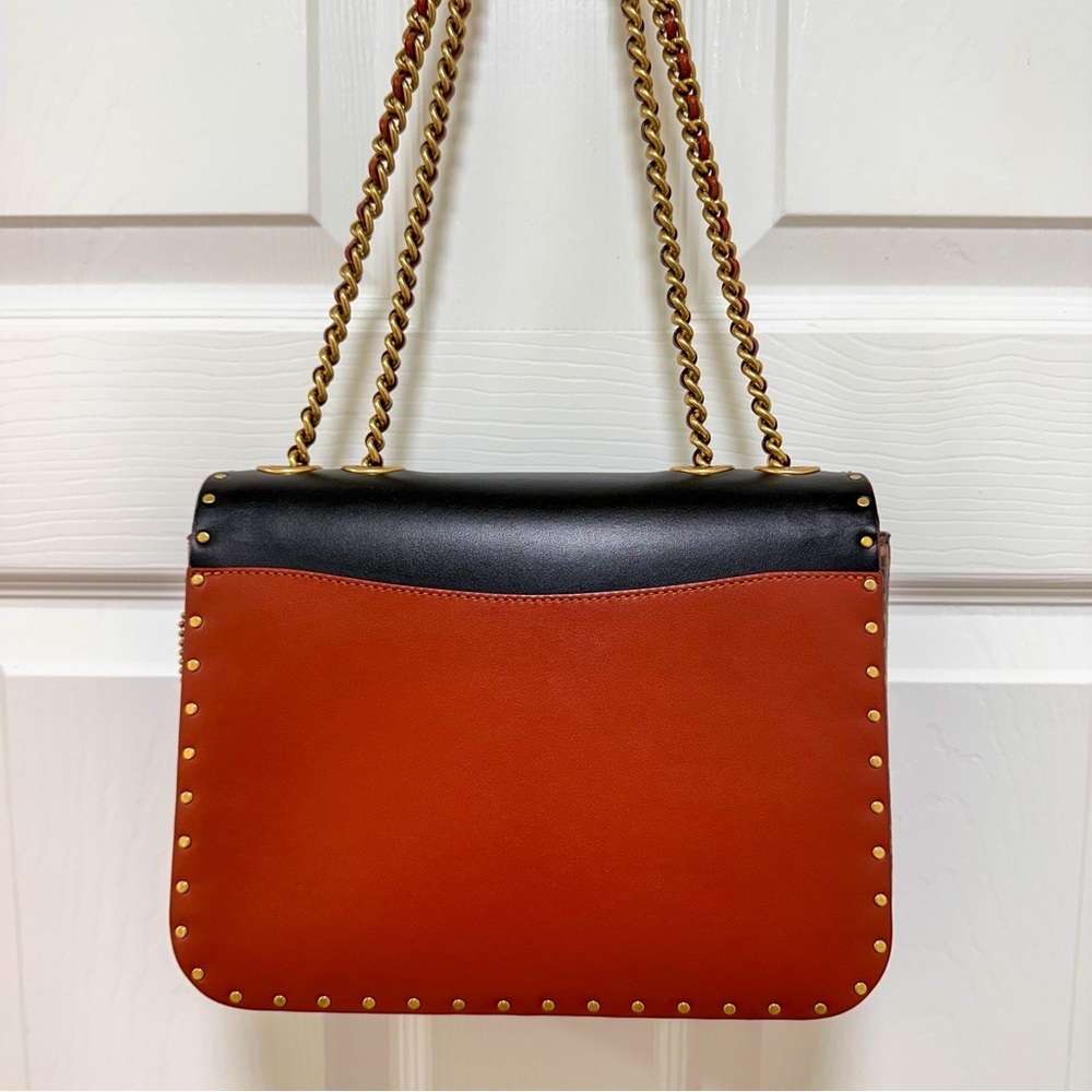 SOLD Coach Madison Shoulder Bag Refined Calf Leather Canvas & Snakeskin - Picture 5 of 13